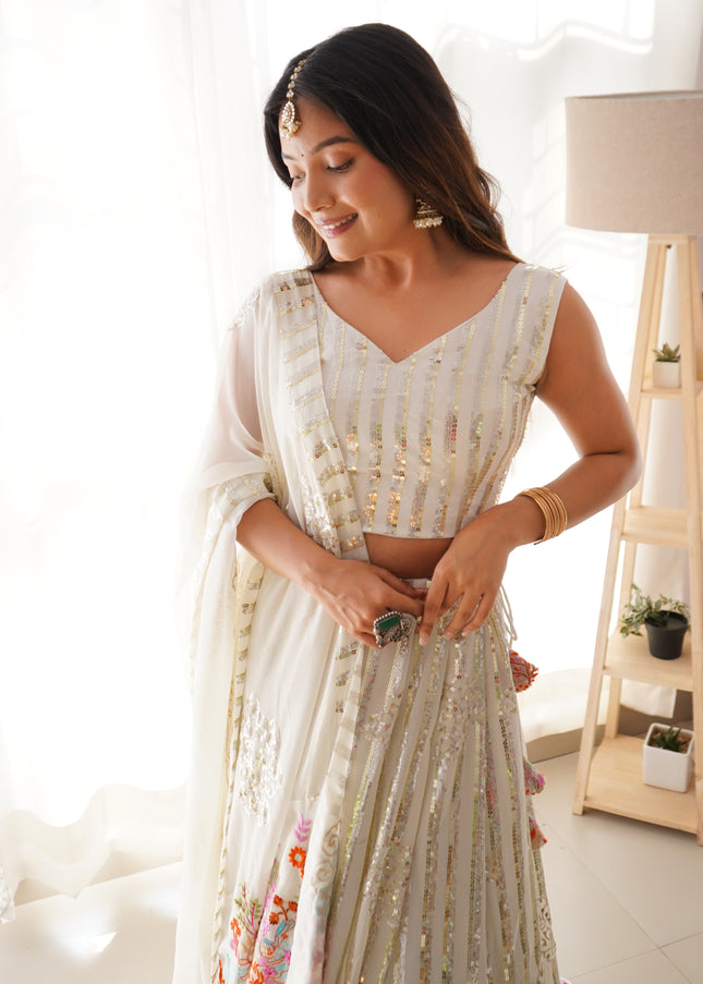 Offwhite Embroidered Lehenga Choli