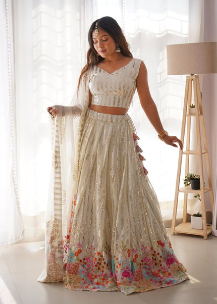 Offwhite Embroidered Lehenga Choli