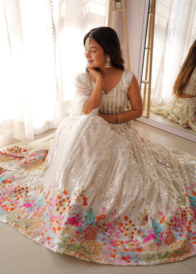 Offwhite Embroidered Lehenga Choli