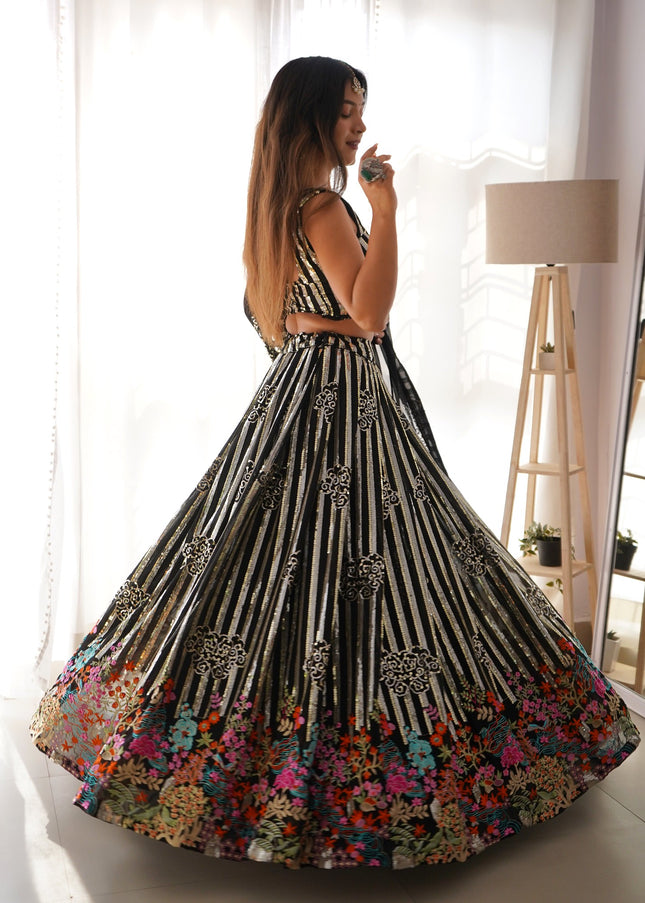 Black Embroidered Lehenga Choli