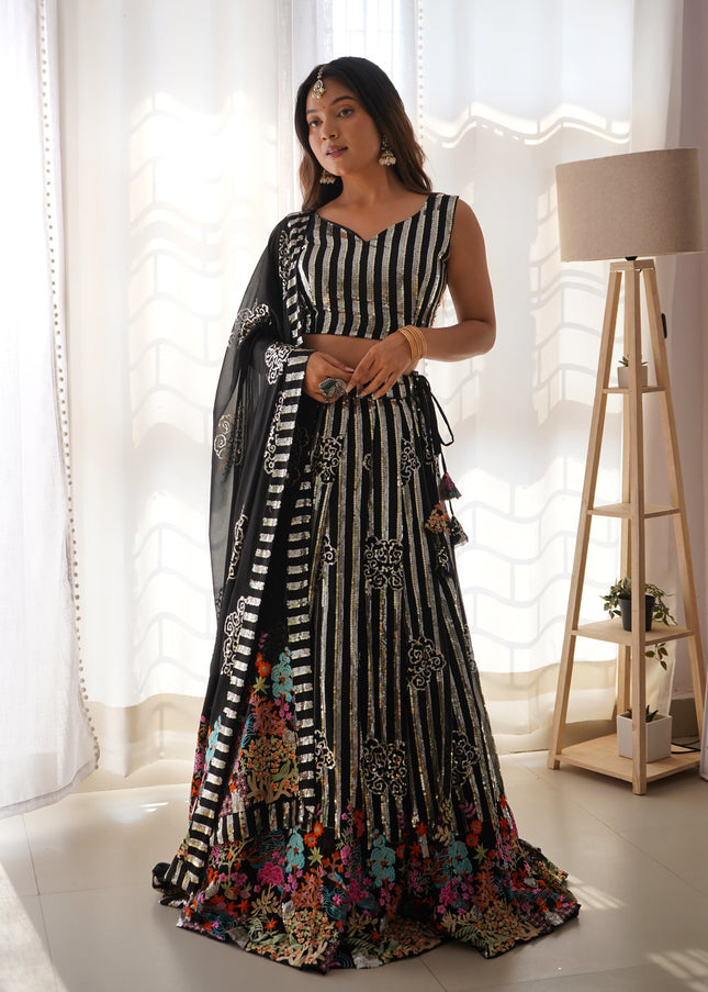 Black Embroidered Lehenga Choli