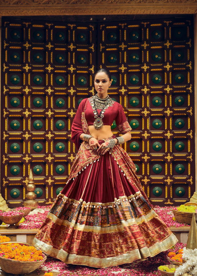 Maroon Embroidered Lehenga Choli