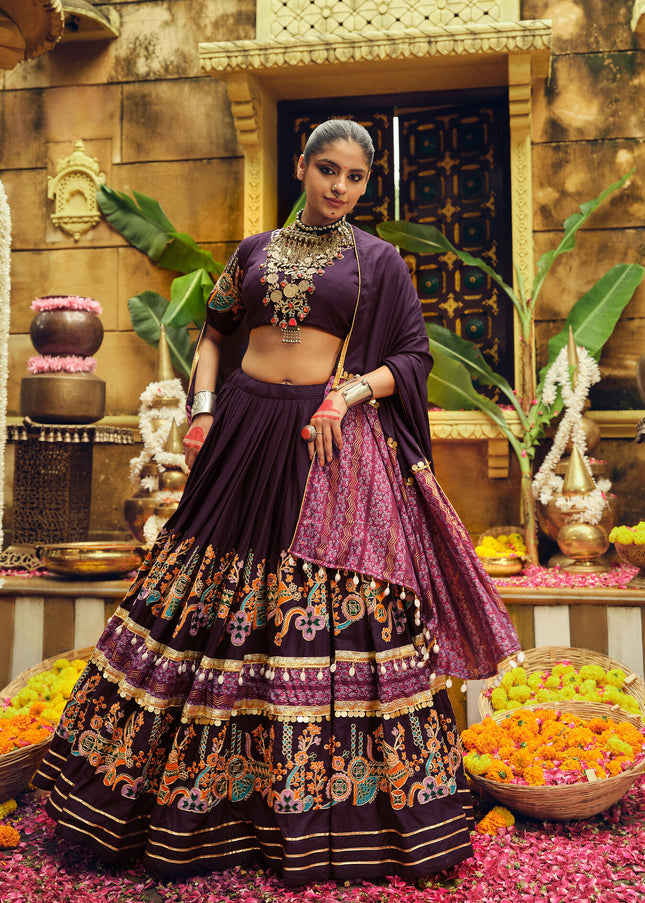Purple Embroidered Lehenga Choli
