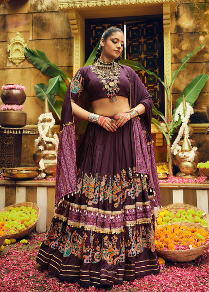 Purple Embroidered Lehenga Choli
