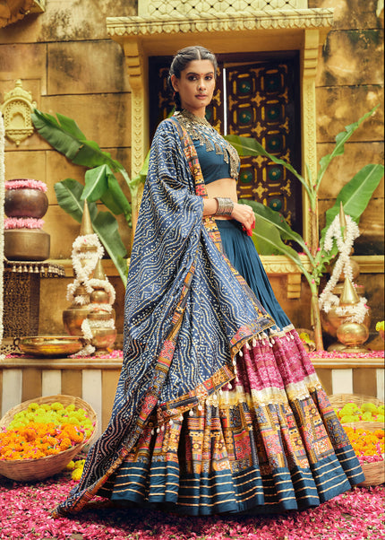 Teal Embroidered Lehenga Choli