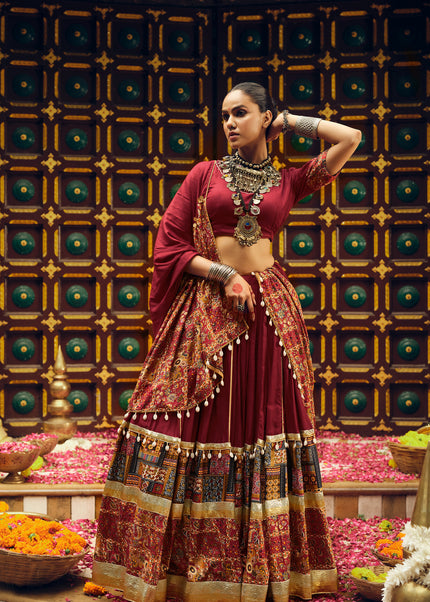 Maroon Embroidered Lehenga Choli