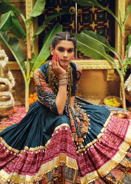 Teal Embroidered Lehenga Choli