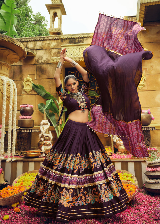Purple Embroidered Lehenga Choli