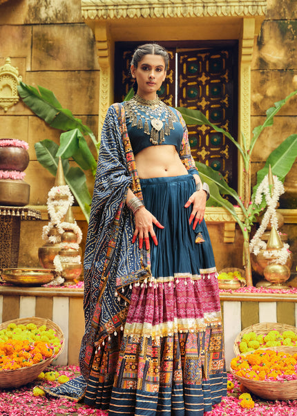 Teal Embroidered Lehenga Choli