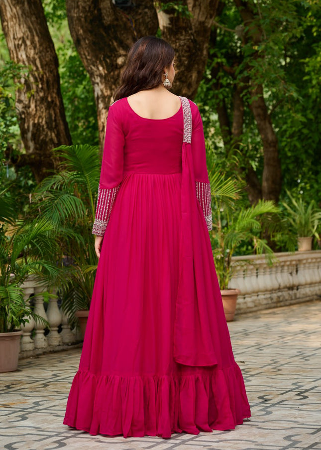 Pink Embroidered Anarkali Gown