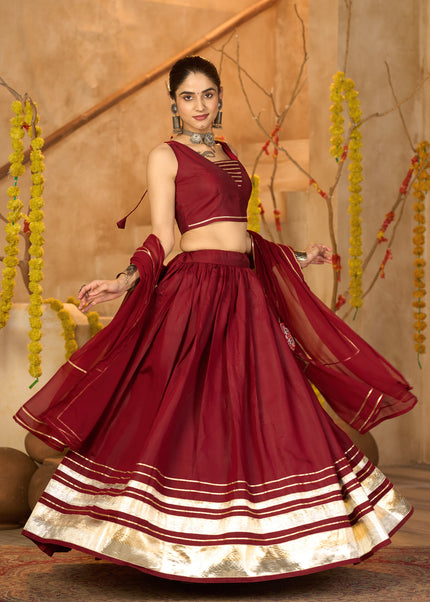 Maroon Embroidered Lehenga Choli