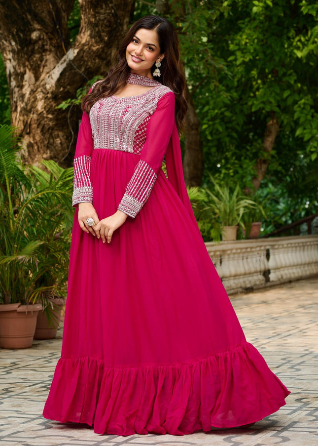Pink Embroidered Anarkali Gown