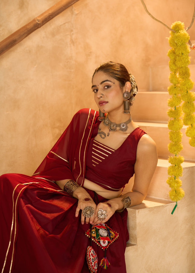 Maroon Embroidered Lehenga Choli