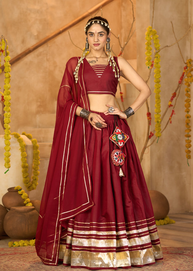 Maroon Embroidered Lehenga Choli