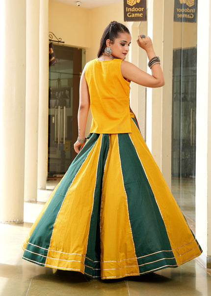 Yellow Multicolor Embroidered Lehenga Choli