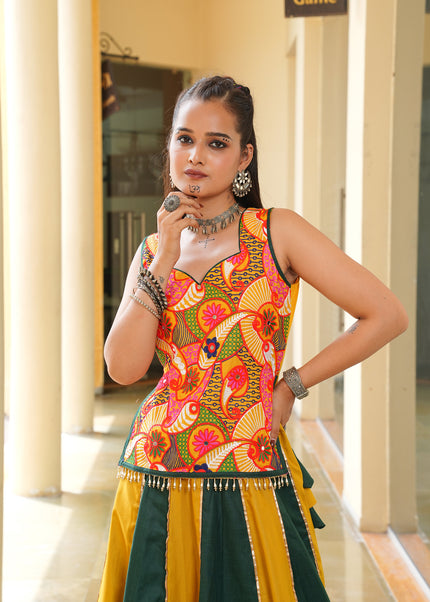 Yellow Multicolor Embroidered Lehenga Choli