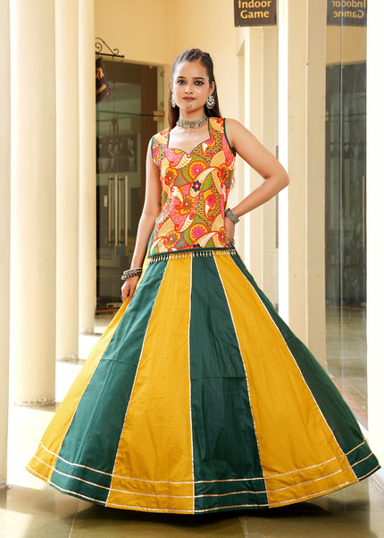 Yellow Multicolor Embroidered Lehenga Choli