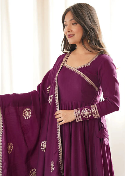 Purple Embroidered Anarkali