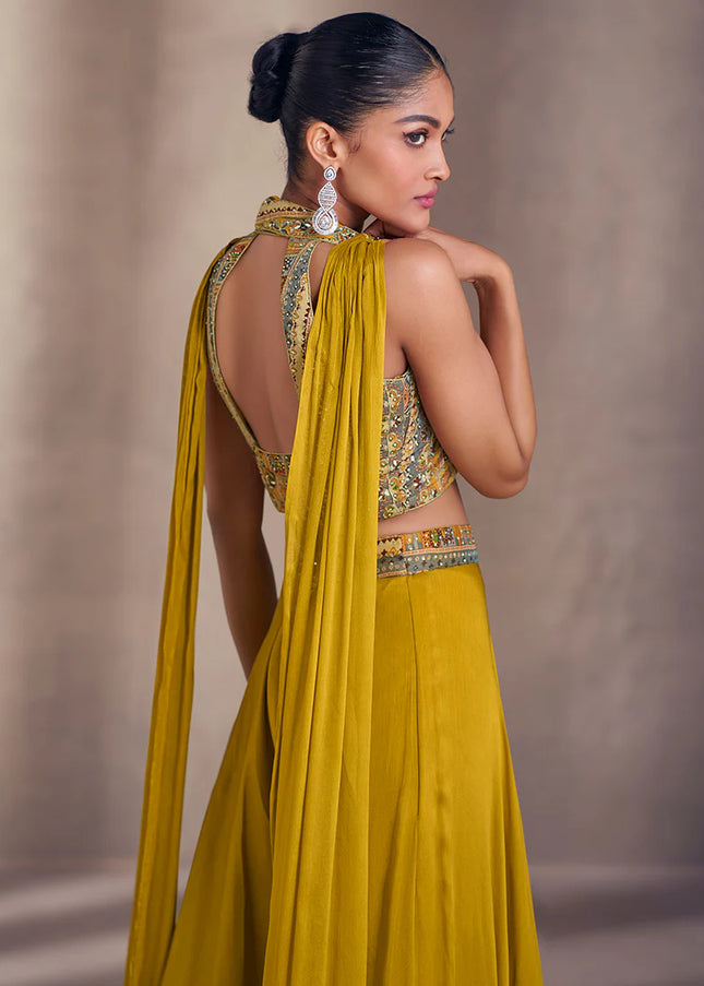 Yellow Embroidered Sharara Suit