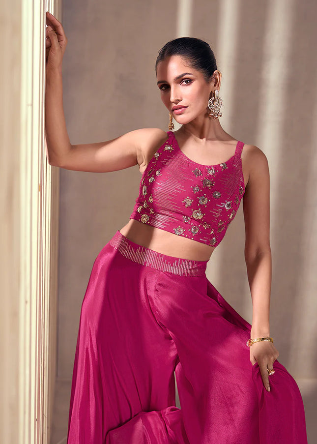 Pink Embroidered Sharara Suit