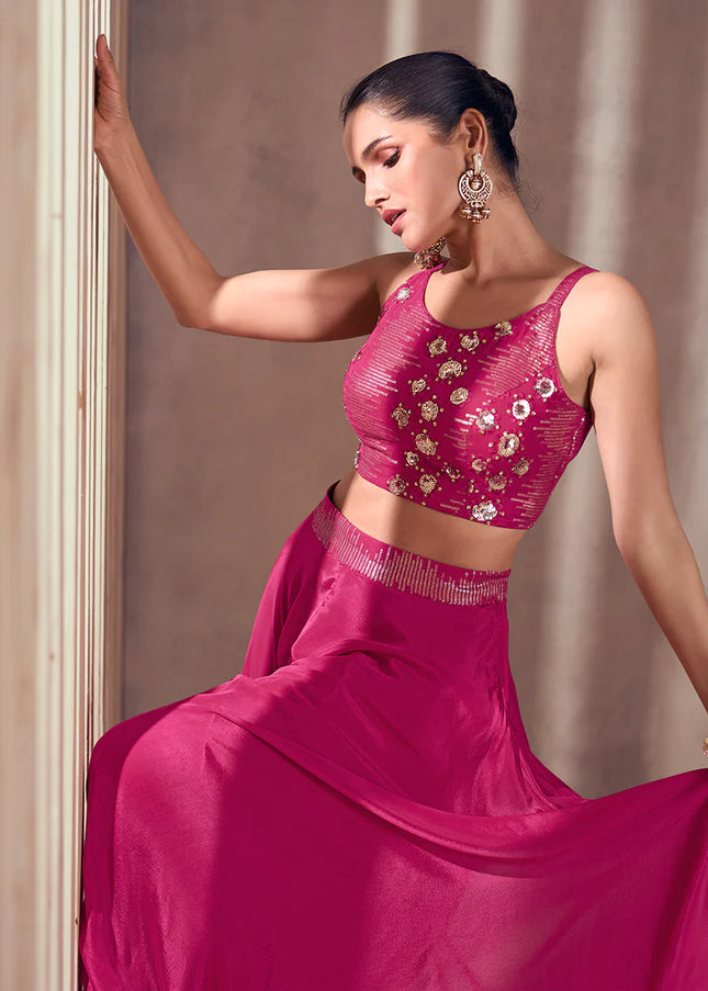 Pink Embroidered Sharara Suit