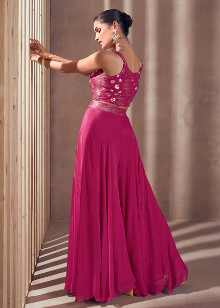 Pink Embroidered Sharara Suit