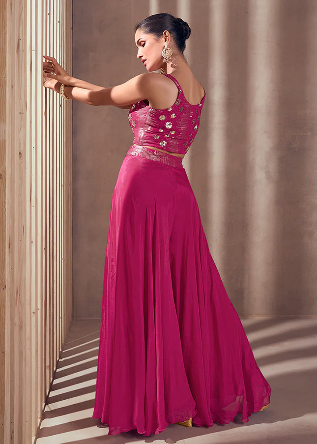Pink Embroidered Sharara Suit