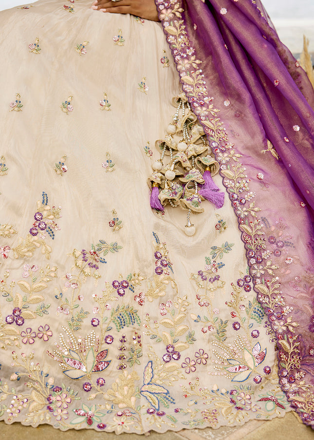Cream Embroidered Lehenga Choli