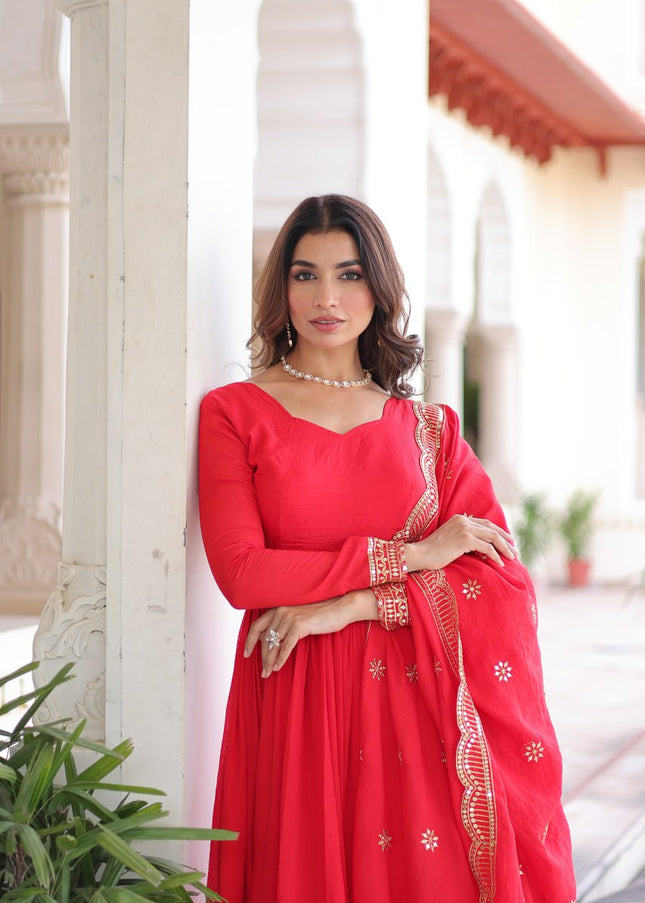 Pink Embroidered Anarkali Suit