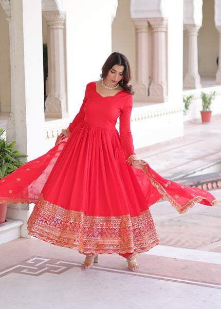 Pink Embroidered Anarkali Suit