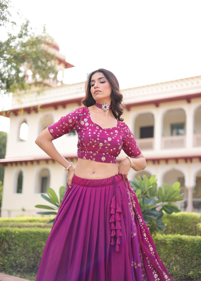 Pink Embroidered Lehenga Choli