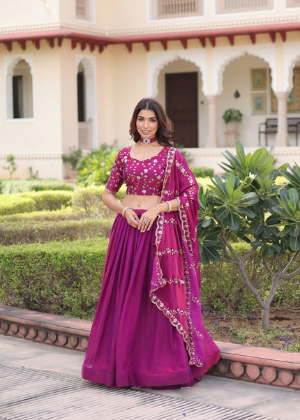 Pink Embroidered Lehenga Choli