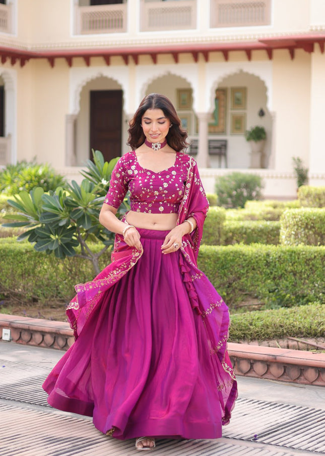 Pink Embroidered Lehenga Choli