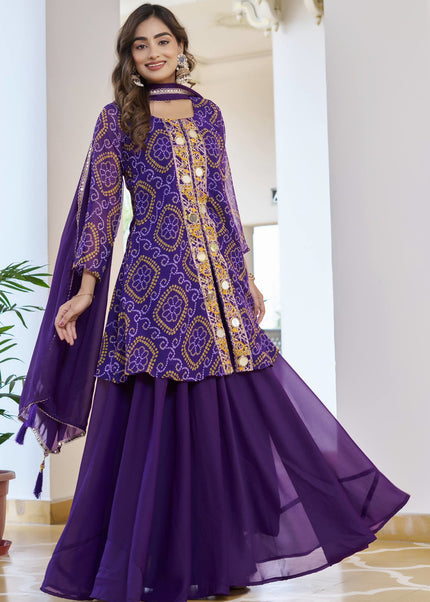 Printed and Embroidered Sharara Suit