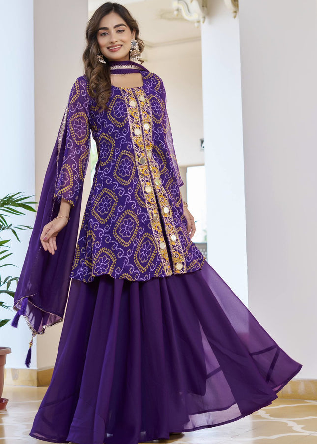 Printed and Embroidered Sharara Suit