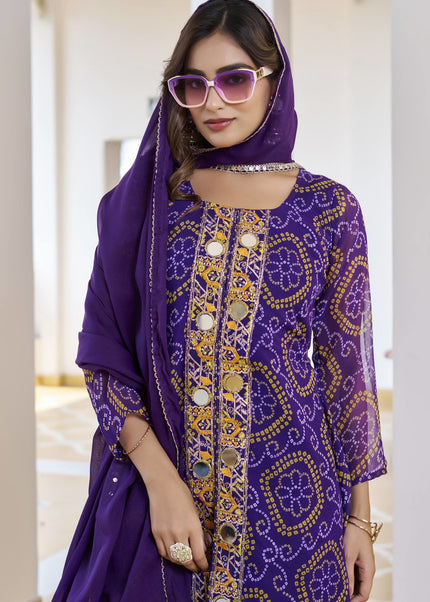 Printed and Embroidered Sharara Suit