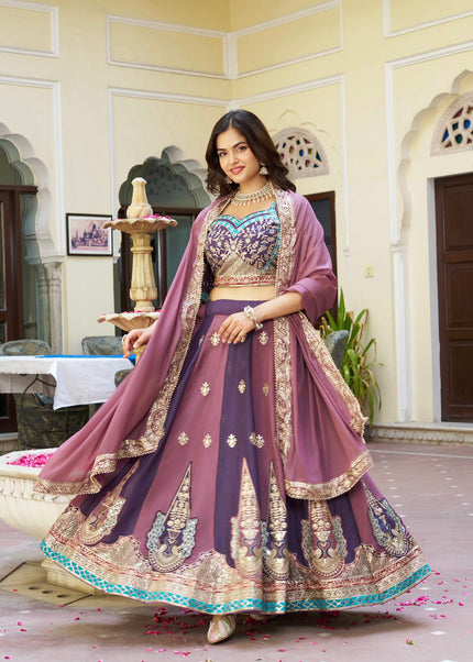 Purple & Mauve Embroidered Lehenga choli
