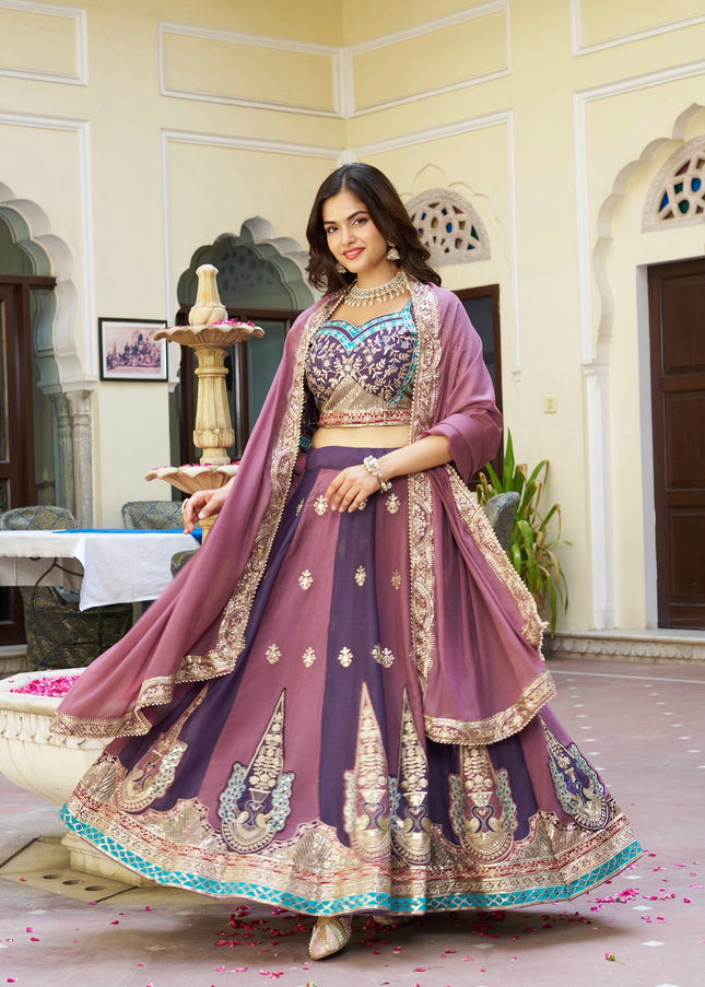 Purple & Mauve Embroidered Lehenga choli