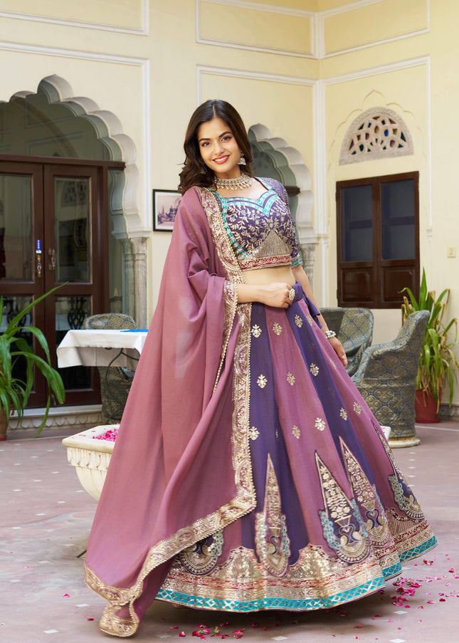 Purple & Mauve Embroidered Lehenga choli