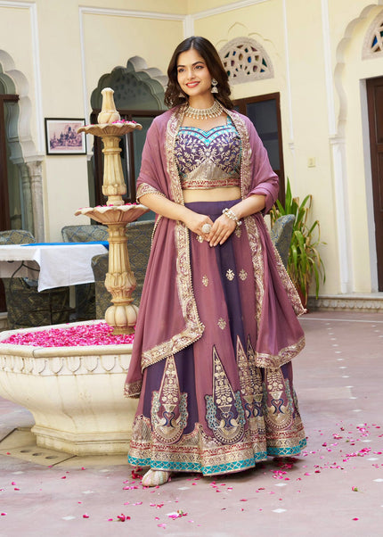 Purple & Mauve Embroidered Lehenga choli