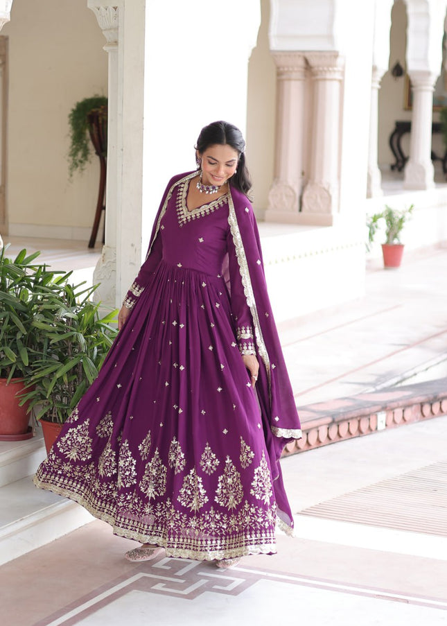 Sequins Embroidered Anarkali Gown