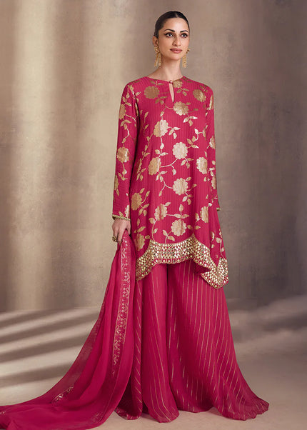 Pink Embroidered Sharara Suit