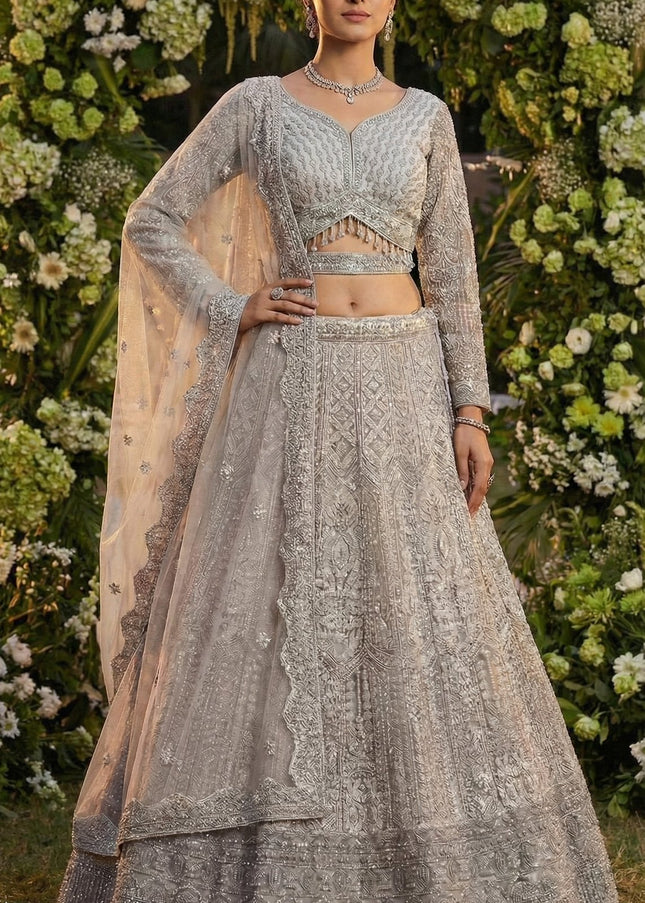 Cream Embroidered Lehenga choli