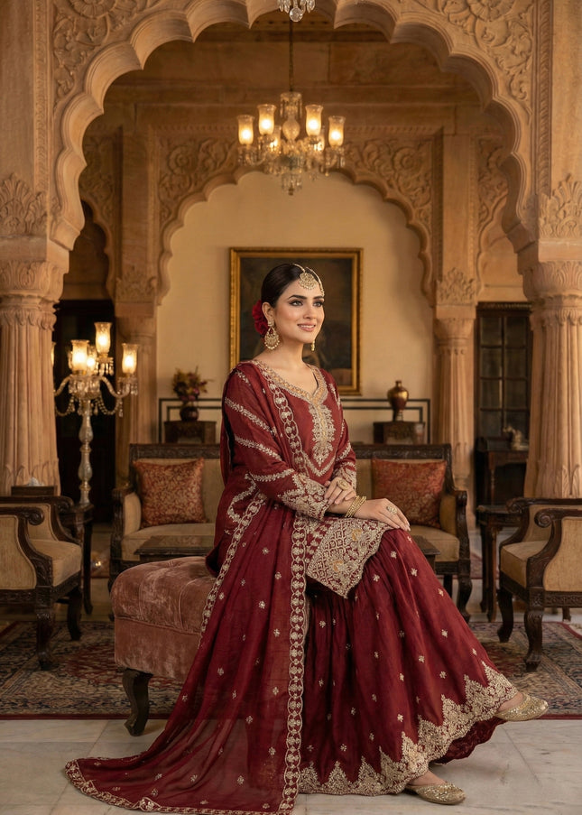Sequins Embroidered Gharara Suit