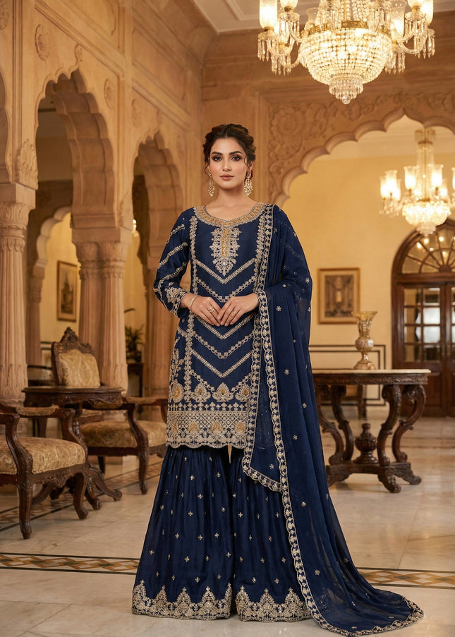 Sequins Embroidered Gharara Suit