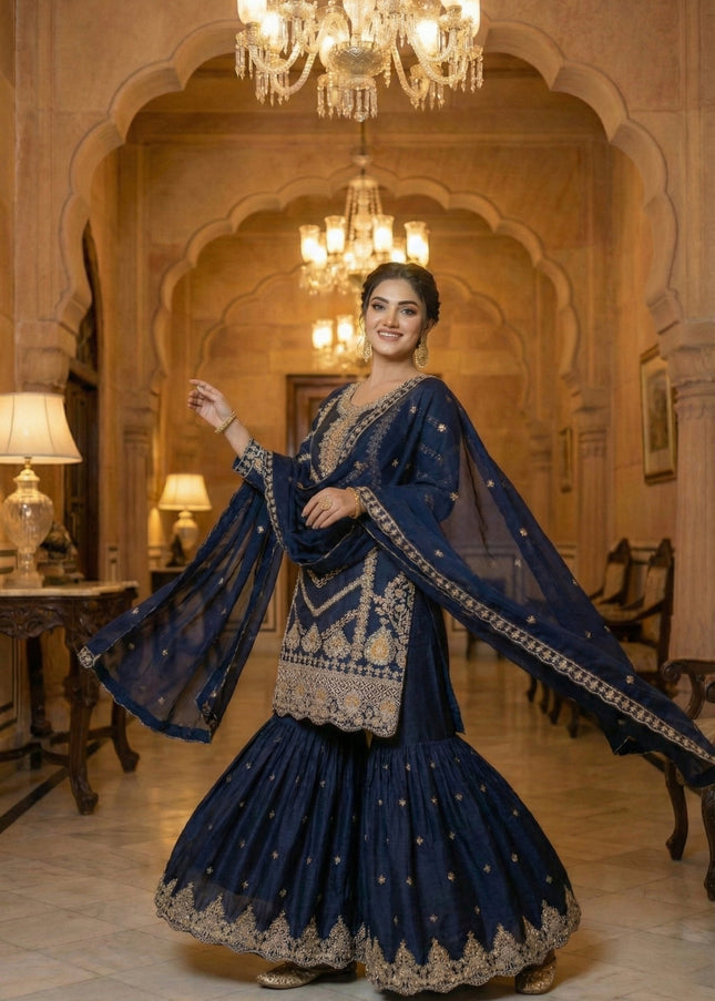 Sequins Embroidered Gharara Suit