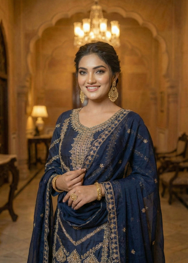 Sequins Embroidered Gharara Suit