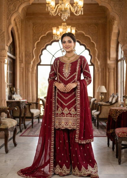 Sequins Embroidered Gharara Suit