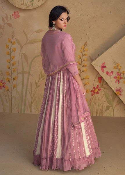 Pink Embroidered Anarkali Gown