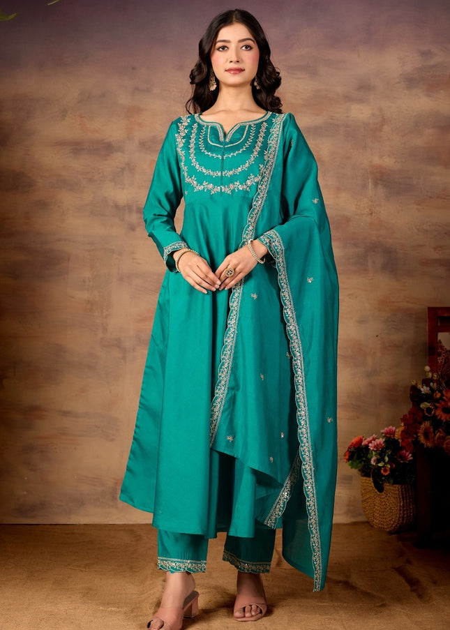 Silk Embroidered Pant Style Suit Series